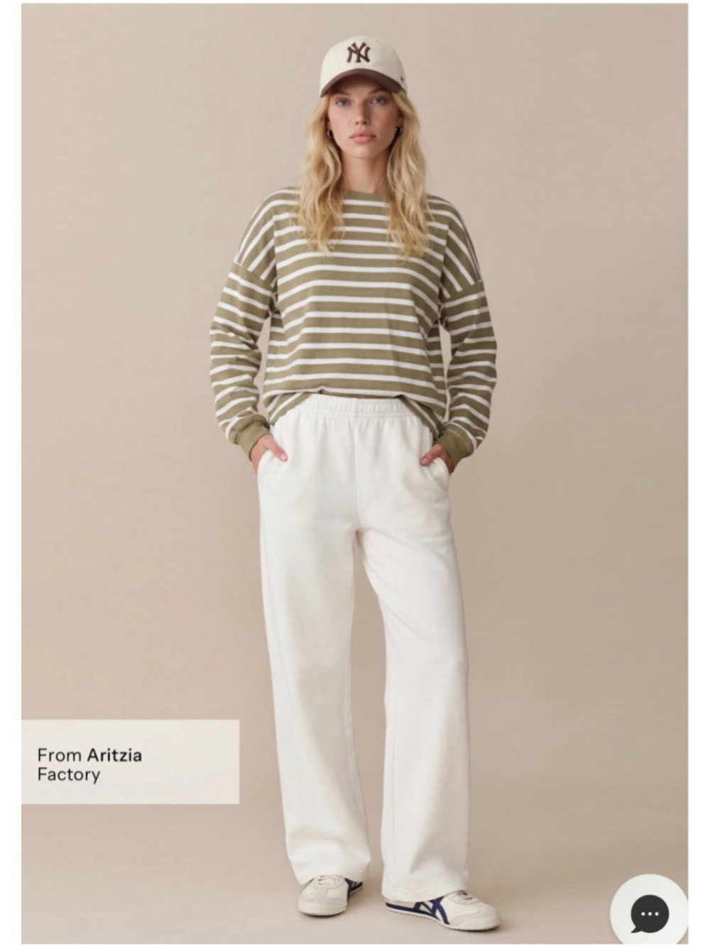 Women's CAARA Long Sleeve Striped Tee Olive and White Size S